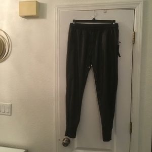 NWT forever21 black faux leather jogger pants